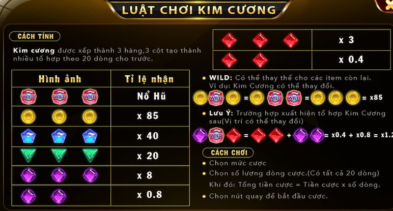 Luật chơi game Kim Cương tại cổng trò chơi Hitclub